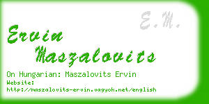 ervin maszalovits business card